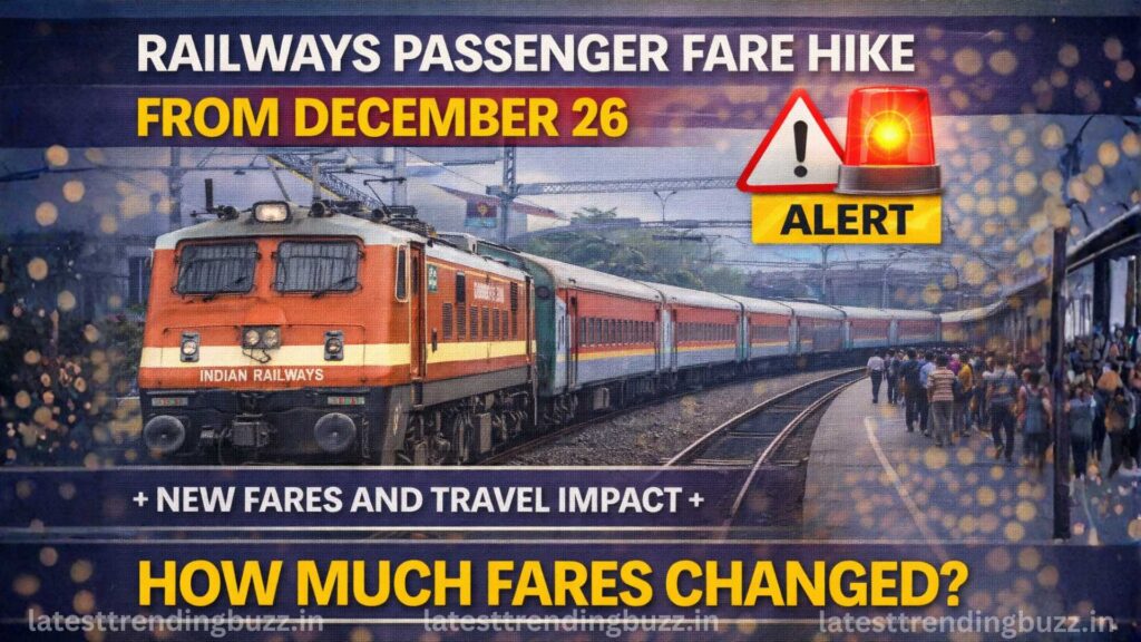 Railways passenger fare hike from Dec 26